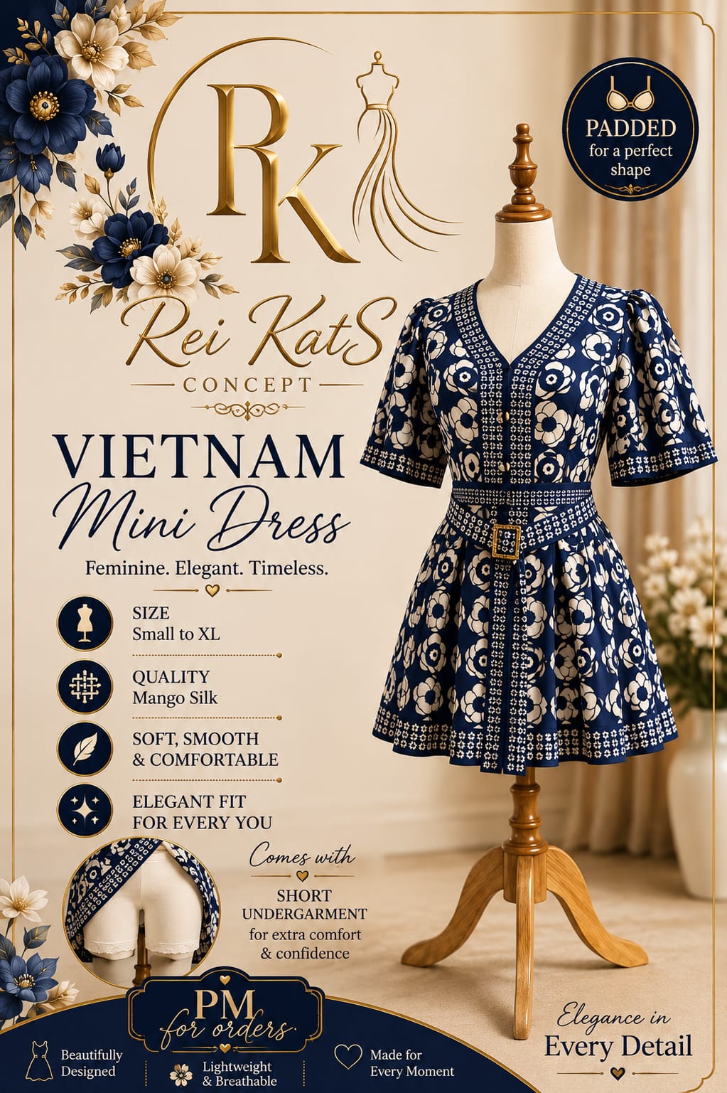Blue floral mini dress